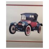 1916 Chevrolet Royal Mail Roadster Classic Car Illustration Print Framed 19"W x 16.5"H