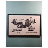 1976 Bicentennial Transportation Framed Art Print 17.5"W x 11.5"H - features 200 years of American transportation evolution from 1776 to 1976