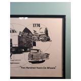 1976 Bicentennial Transportation Framed Art Print 17.5"W x 11.5"H - features 200 years of American transportation evolution from 1776 to 1976