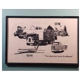 1976 Bicentennial Transportation Framed Art Print 17.5"W x 11.5"H - features 200 years of American transportation evolution from 1776 to 1976
