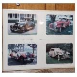 Classic Automobile Photo Collection 1926-1931 28"W x 22"H - photos mounted on cardboard in plastic poster frame