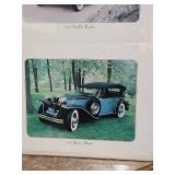 Classic 1930s Luxury Car Photo Collection 28" W  x 22" H - photos mounted on cardboard in plastic poster frame