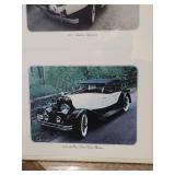 Classic 1930s Luxury Car Photo Collection 28" W  x 22" H - photos mounted on cardboard in plastic poster frame