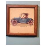 1913 Chevrolet Roadster Classic Car Watercolor Art Print in wood frame - 6" W x 6" H - signed by artist