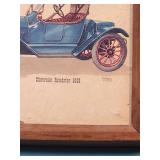1913 Chevrolet Roadster Classic Car Watercolor Art Print in wood frame - 6" W x 6" H - signed by artist