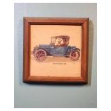 1913 Chevrolet Roadster Classic Car Watercolor Art Print in wood frame - 6" W x 6" H - signed by artist