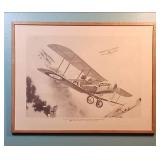 1917 WWI Aviation Print from the Phillips Petroleum Historical Aviation Series in light wood frame - 17.5"W x 13.5"H