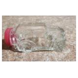 Glass Car-Shaped Candy Bottle with Pink Cap
