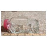 Glass Car-Shaped Candy Bottle with Pink Cap