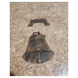 Cast Iron Liberty Bell Decorative Wall Ornament - shows wear and needs new connector for the bell to the handle