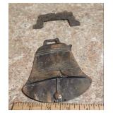 Cast Iron Liberty Bell Decorative Wall Ornament - shows wear and needs new connector for the bell to the handle