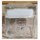 Phillips 66 Etched Glass Jar with Lid
