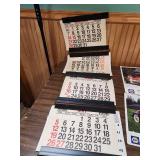 NAPA Auto Parts Classic Car Calendar Collection 1994-1996 - and a plastic hanger with 4 sections of calendars and car photos that have been cut from calendars.