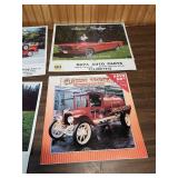 NAPA Auto Parts Classic Car Calendar Collection 1994-1996 - and a plastic hanger with 4 sections of calendars and car photos that have been cut from calendars.