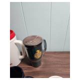 Phillips 66 Promotional Items - coffee mugs, travel mugs, ink pens, shot glass, and a zipper pouch.