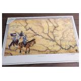 Cherokee Braves "Battle Map 1862 - 1865" Limited Edition Print 1 of 50 by Artist Ron Mitchell - in original packaging