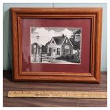 Phillips 66 Gas Station Art Prints - set of 2 in wood frames - Large is Color, Small is black and white - both are the same painting - frames in good condition