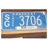 1965 through 1969 Kansas Truck License Plate Collection - some have their original mailer sheaths with correct numbers stamped on them