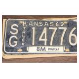 1965 through 1969 Kansas Truck License Plate Collection - some have their original mailer sheaths with correct numbers stamped on them