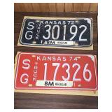 1972 trrough 1975 - Kansas Truck License Plate Collection - all have an original mailing sheath with them, most have the correct license number stamped on the mailer