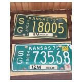 1972 trrough 1975 - Kansas Truck License Plate Collection - all have an original mailing sheath with them, most have the correct license number stamped on the mailer