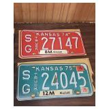 1972 trrough 1975 - Kansas Truck License Plate Collection - all have an original mailing sheath with them, most have the correct license number stamped on the mailer