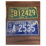 1971 thru 1976 - Kansas License Plate Collection - most have original mailing sheaths with correct numbers stamped on them