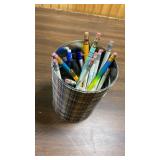 Office Supplies bundle - paper pads, mouse pad, can of pencils, calculator paper, labels, black CD-Rs and more