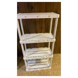 White 4-Tier Plastic Storage Shelf Unit - 24" W x 12" D x 47" H - clean, good condition