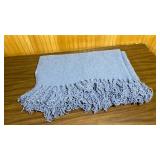 Blue Throw Blanket with Decorative Fringe - good condition, but will need a wash