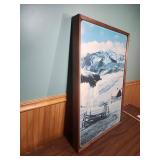 Vintage Colorado Mountain Landscape Clock Framed - clock untested.  Needs C battery