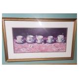 Framed Tea Cup Art Print with Gold Frame - 1992 Boyer