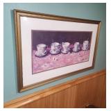 Framed Tea Cup Art Print with Gold Frame - 1992 Boyer
