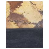 Teddy Bear Faces Panoramic Wall Art in blue wood frame - frame in good condition