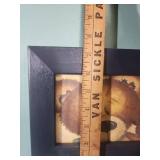 Teddy Bear Faces Panoramic Wall Art in blue wood frame - frame in good condition