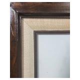 Hand painted Eagle Watercolor portrait signed by the artist 1977. In MCM frame with burlap accent - frame has scratches and finish wear