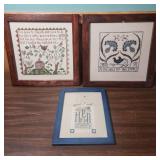 Cross Stitch Framed Art Collection - excellent condition wood frames!