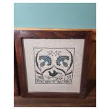 Cross Stitch Framed Art Collection - excellent condition wood frames!