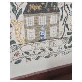 Colonial House Cross Stitch in Wood Frame - Personalized with last name of Miller - excellent condition wood frame