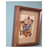 Vintage Norman Rockwell Triple Self-Portrait Print in Wood Frame - has 3D effect - was originally purchased right after publication. - Excellent Condition