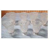 Set of 7 Fostoria American Clear (Stem 2056) footed ice tea tumblers