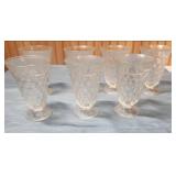 Set of 7 Fostoria American Clear (Stem 2056) footed ice tea tumblers