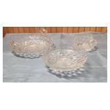 Fostoria American Clear (stem 2056) - 9 inch handled utility tray, Tidbit tray, and leaf shaped tray