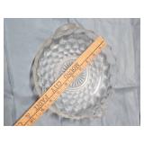 Fostoria American Clear (stem 2056) - 9 inch handled utility tray, Tidbit tray, and leaf shaped tray