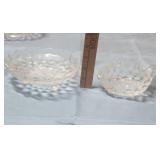 Fostoria American Clear (stem 2056) - 9 inch handled utility tray, Tidbit tray, and leaf shaped tray