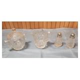 Fostoria American Clear (stem 2056) Creamer, Sugar and Salt/Pepper Shakers