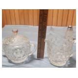 Fostoria American Clear (stem 2056) Creamer, Sugar and Salt/Pepper Shakers