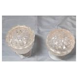 Fostoria American Clear (stem 2056) Cubist Pattern Hex Footded candy dish and round footed Candy Dish with lids