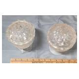 Fostoria American Clear (stem 2056) Cubist Pattern Hex Footded candy dish and round footed Candy Dish with lids