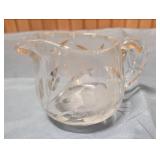 Etched Glass Cream and Sugar Set